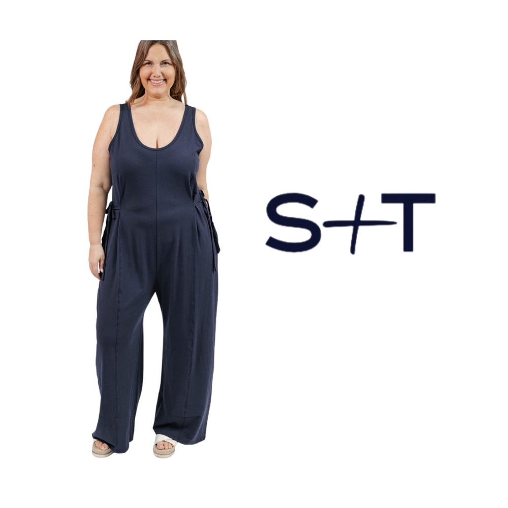 🇨🇦🆕NWT SMASH + TESS | 2X | Casual chic timeless Dark Navy Cara Wide leg Romper* - Picture 7 of 16